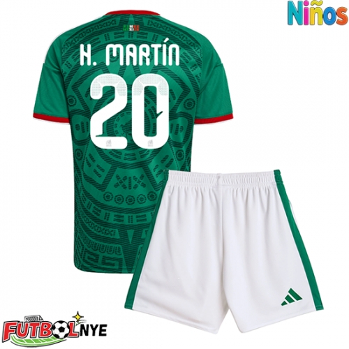 Camiseta México Henry Martin #20 Primera Equipación para niños Mundial 2026 manga corta (+ pantalones cortos)